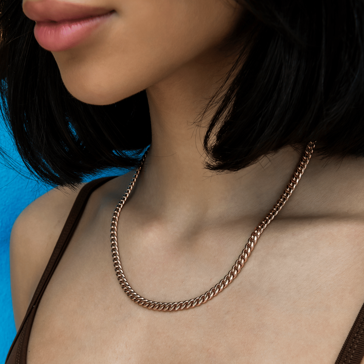 GLD Women GLD Cuban Link Necklace in Rose Gold - 5 mm
