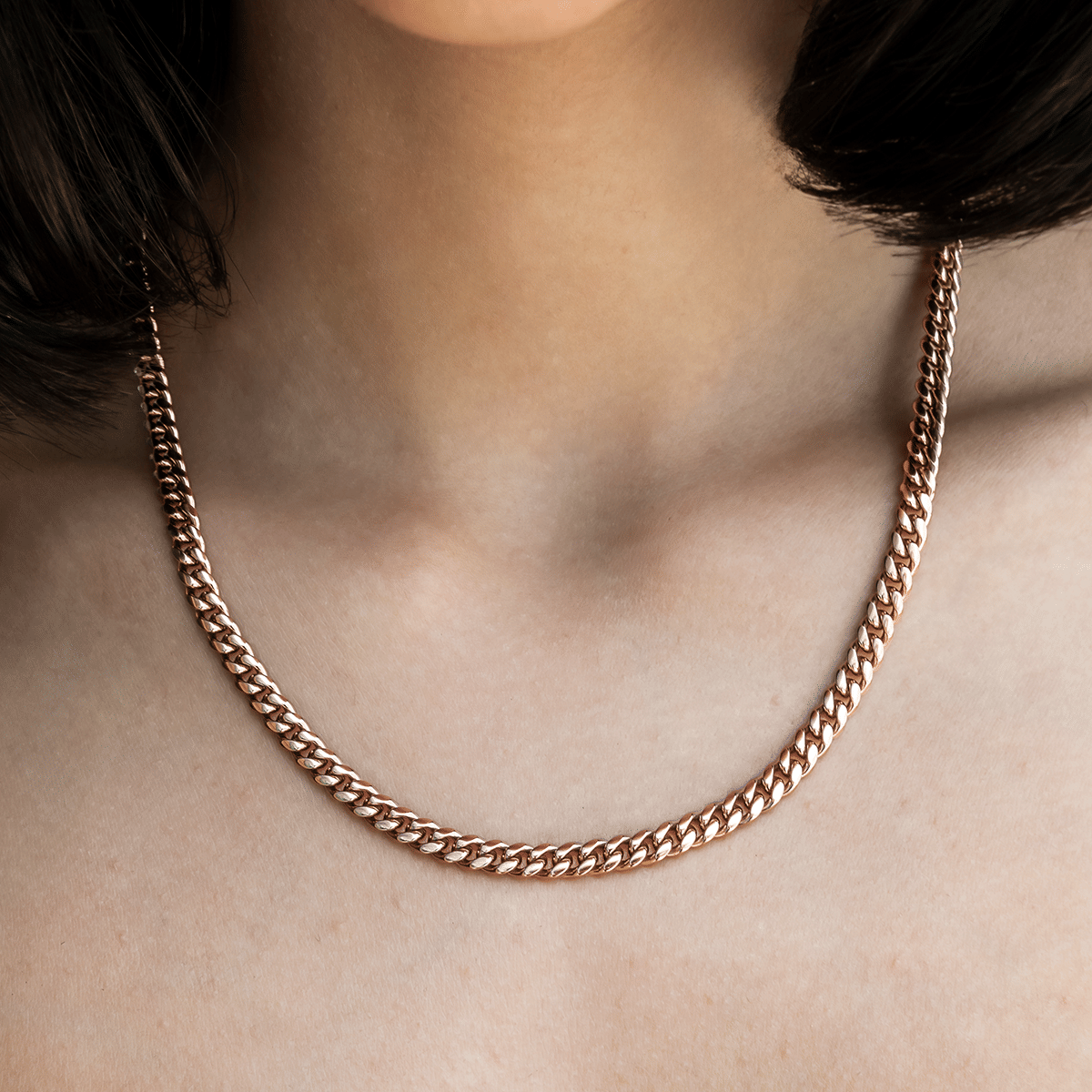 GLD Women GLD Cuban Link Necklace in Rose Gold - 5 mm