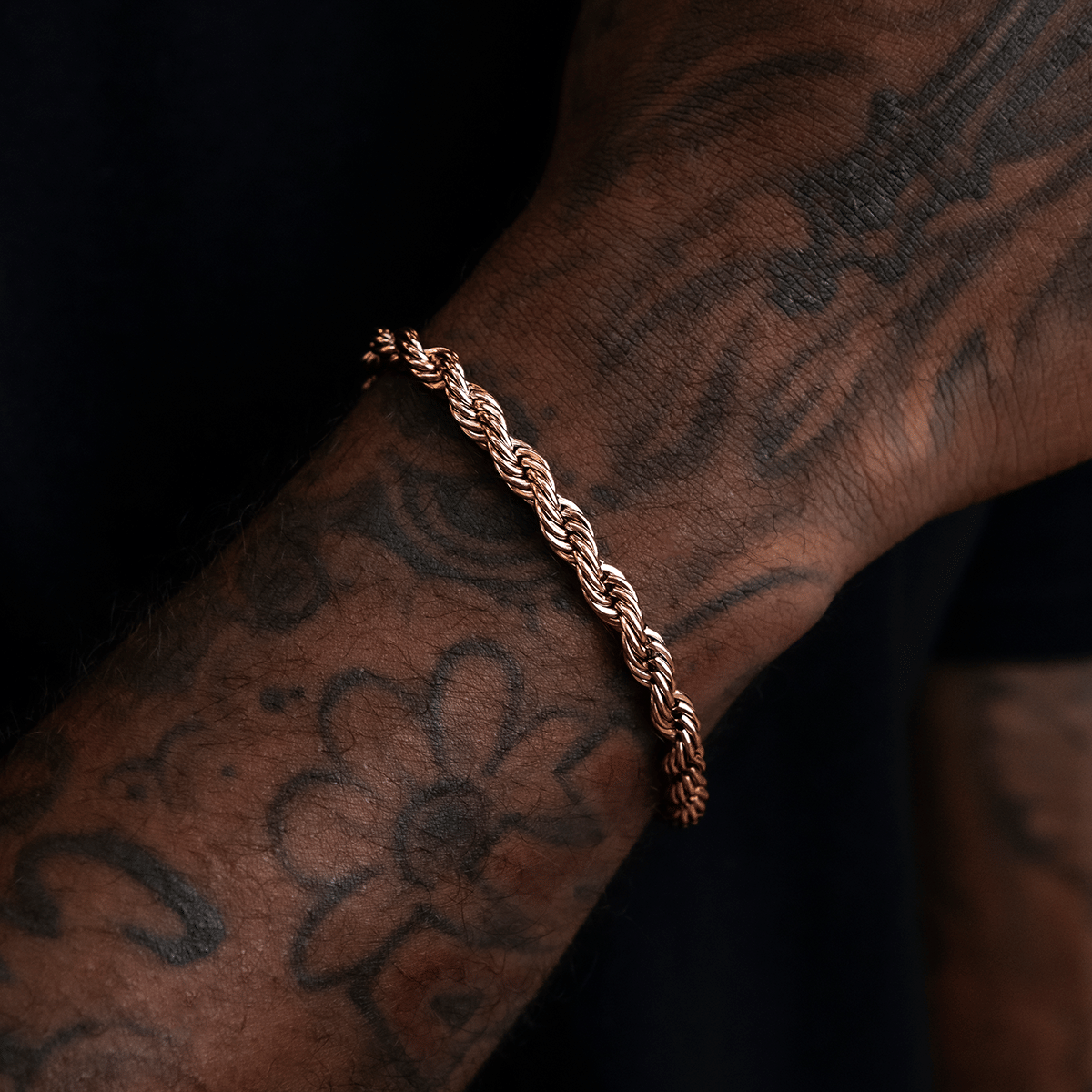 GLD Men GLD Rope Bracelet in Rose Gold - 6 mm