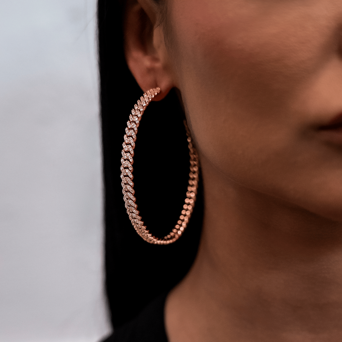 GLD Women GLD Diamond Prong Hoop Earrings in Rose Gold