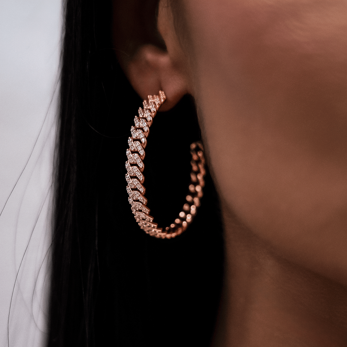GLD Women GLD Diamond Prong Hoop Earrings in Rose Gold