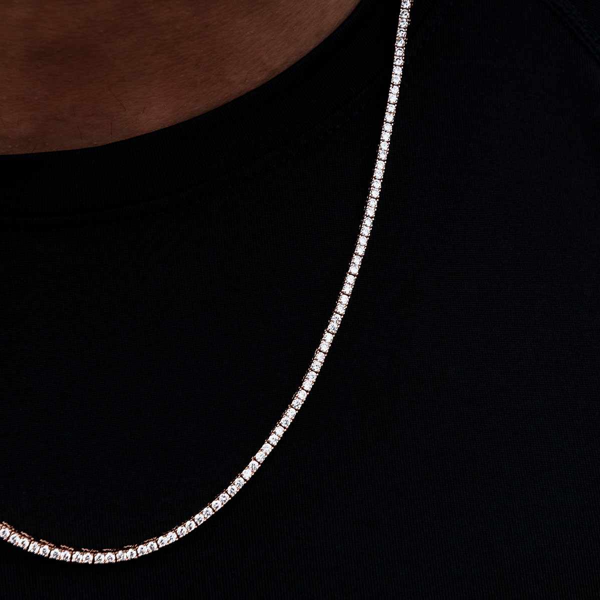 GLD Men GLD Diamond Tennis Chain in Rose Gold - 2 mm