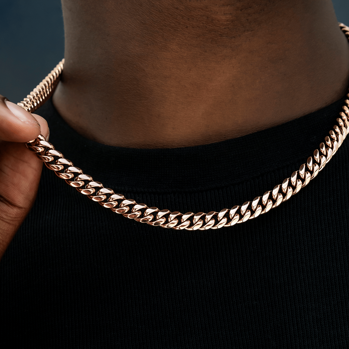 GLD Men GLD Miami Cuban Link Chain in Rose Gold - 8 mm