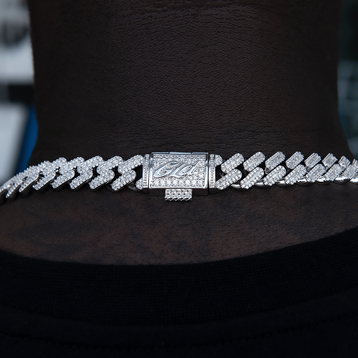 GLD Men GLD Diamond Baguette Cuban Chain in White Gold - 12 mm