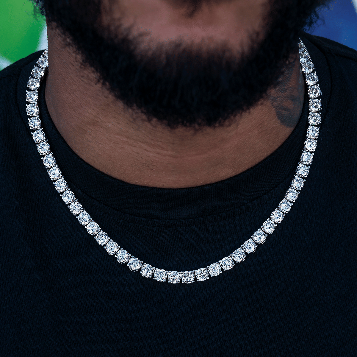 GLD Men GLD Diamond Tennis Chain in White Gold - 7 mm