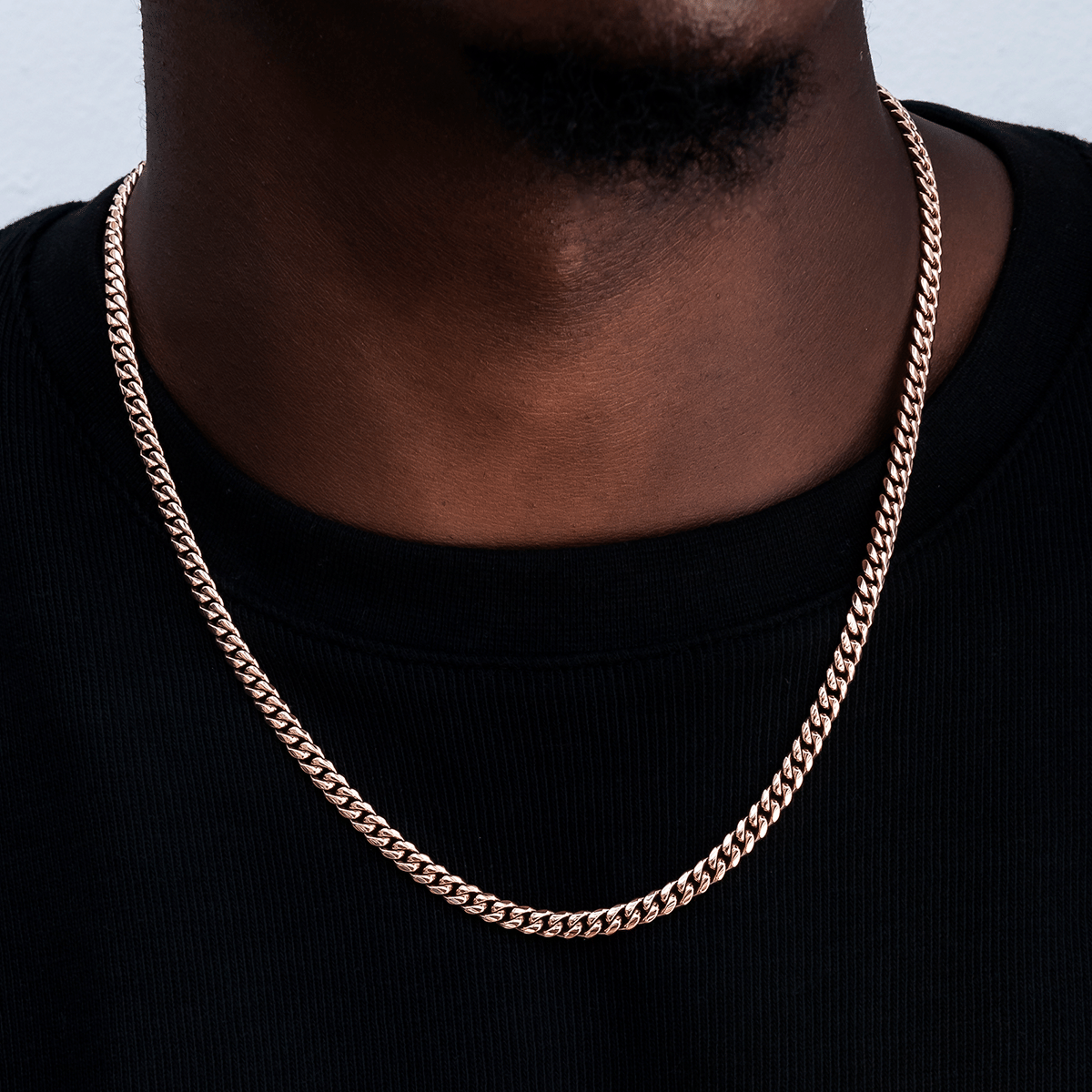 GLD Men GLD Cuban Link Chain in Rose Gold - 5 mm