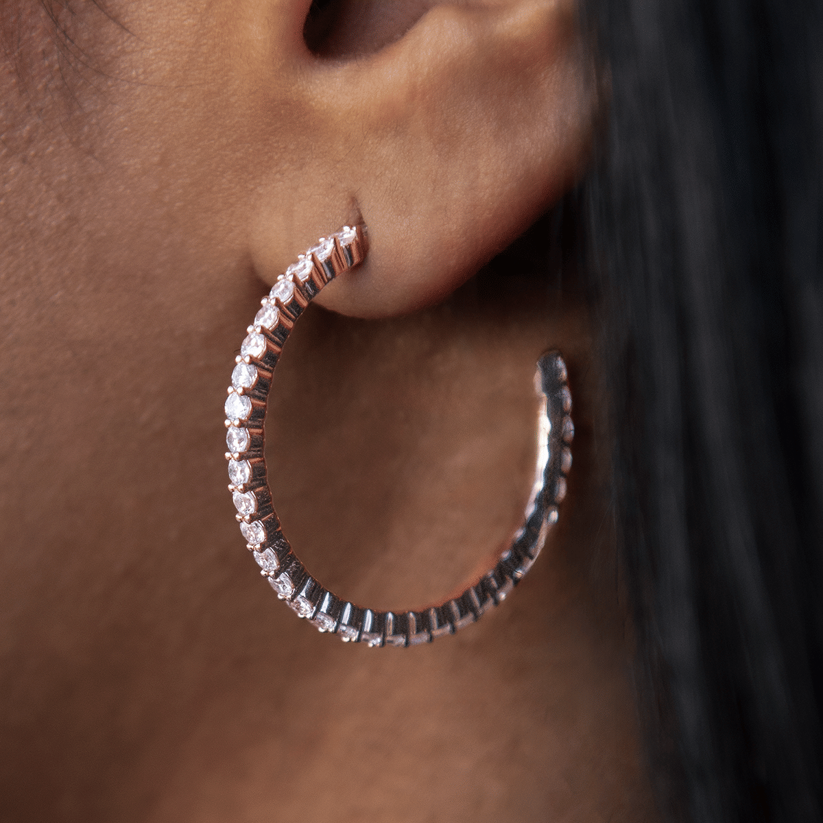 GLD Women GLD Eternity Hoop Earrings in Rose Gold - 2 mm
