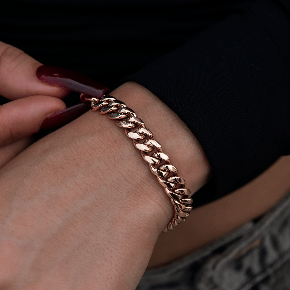 GLD Women GLD Miami Cuban Link Bracelet in Rose Gold - 8 mm