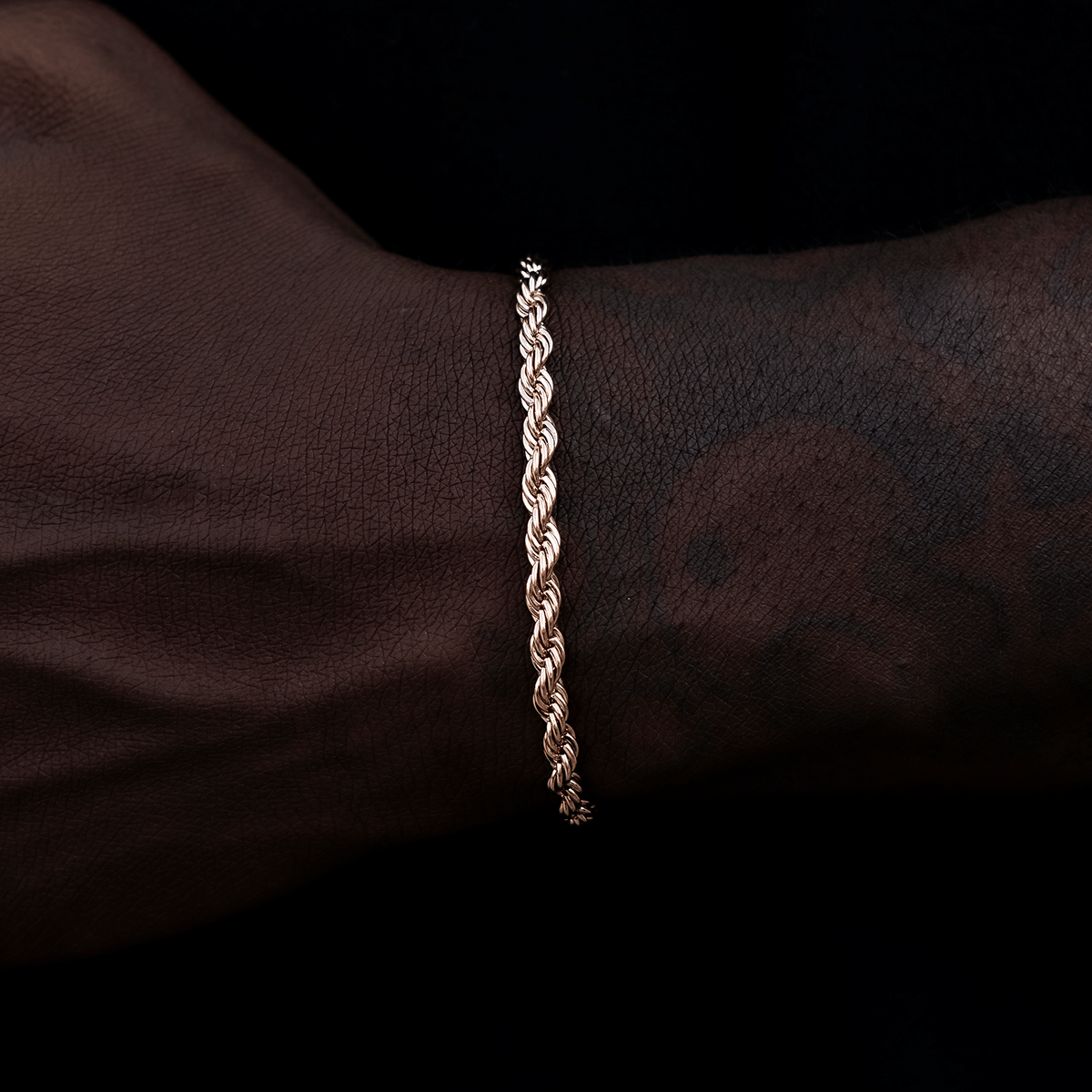 GLD Men GLD Rope Bracelet in Rose Gold - 4 mm