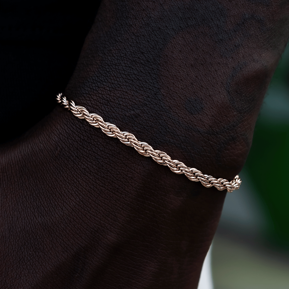 GLD Men GLD Rope Bracelet in Rose Gold - 4 mm