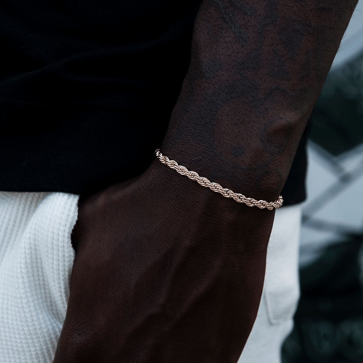 GLD Men GLD Rope Bracelet in Rose Gold - 4 mm