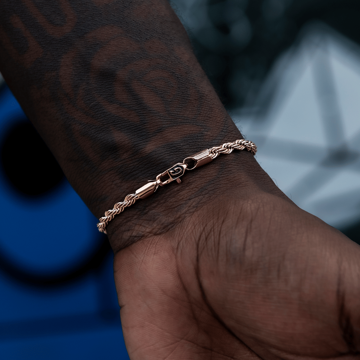 GLD Men GLD Rope Bracelet in Rose Gold - 4 mm