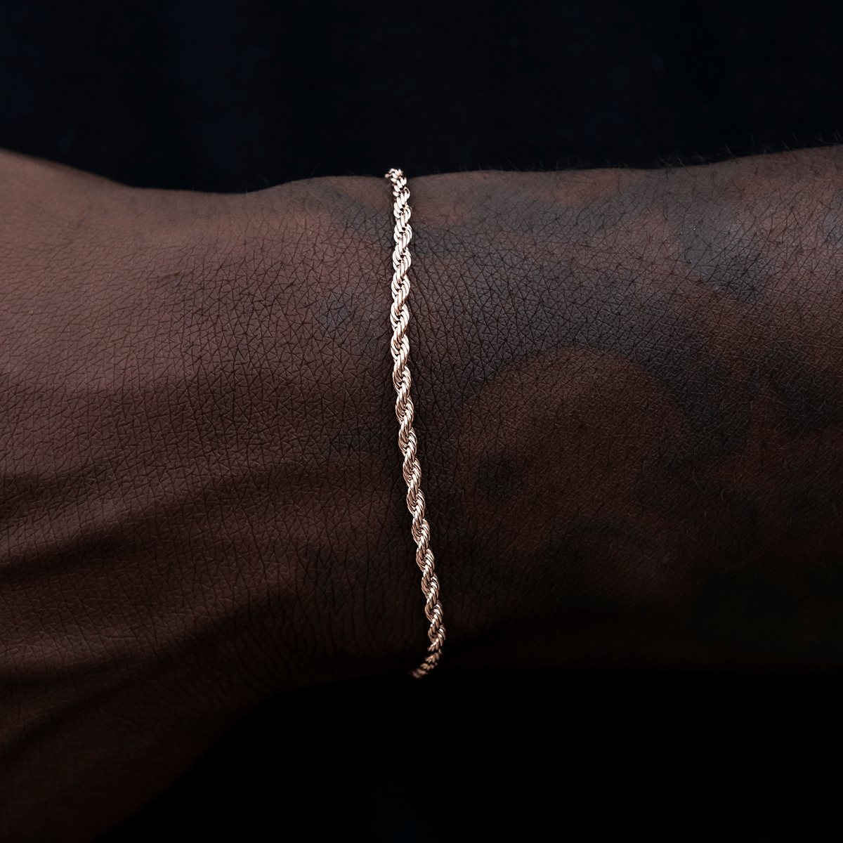 GLD Men GLD Rope Bracelet in Rose Gold - 2 mm