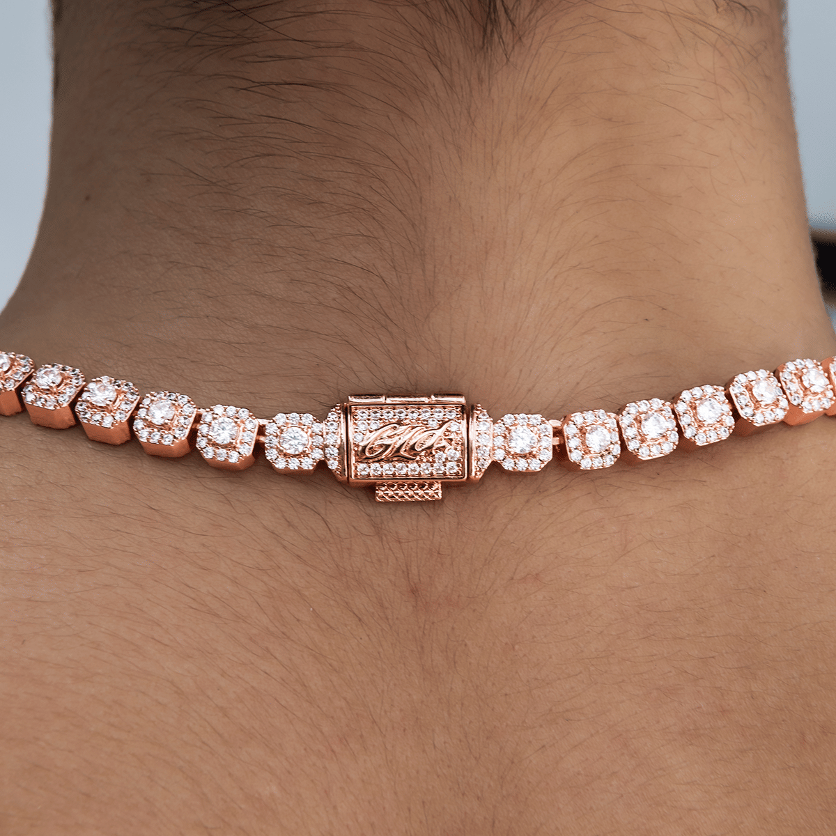 GLD Women GLD Micro Clustered Tennis Necklace in Rose Gold