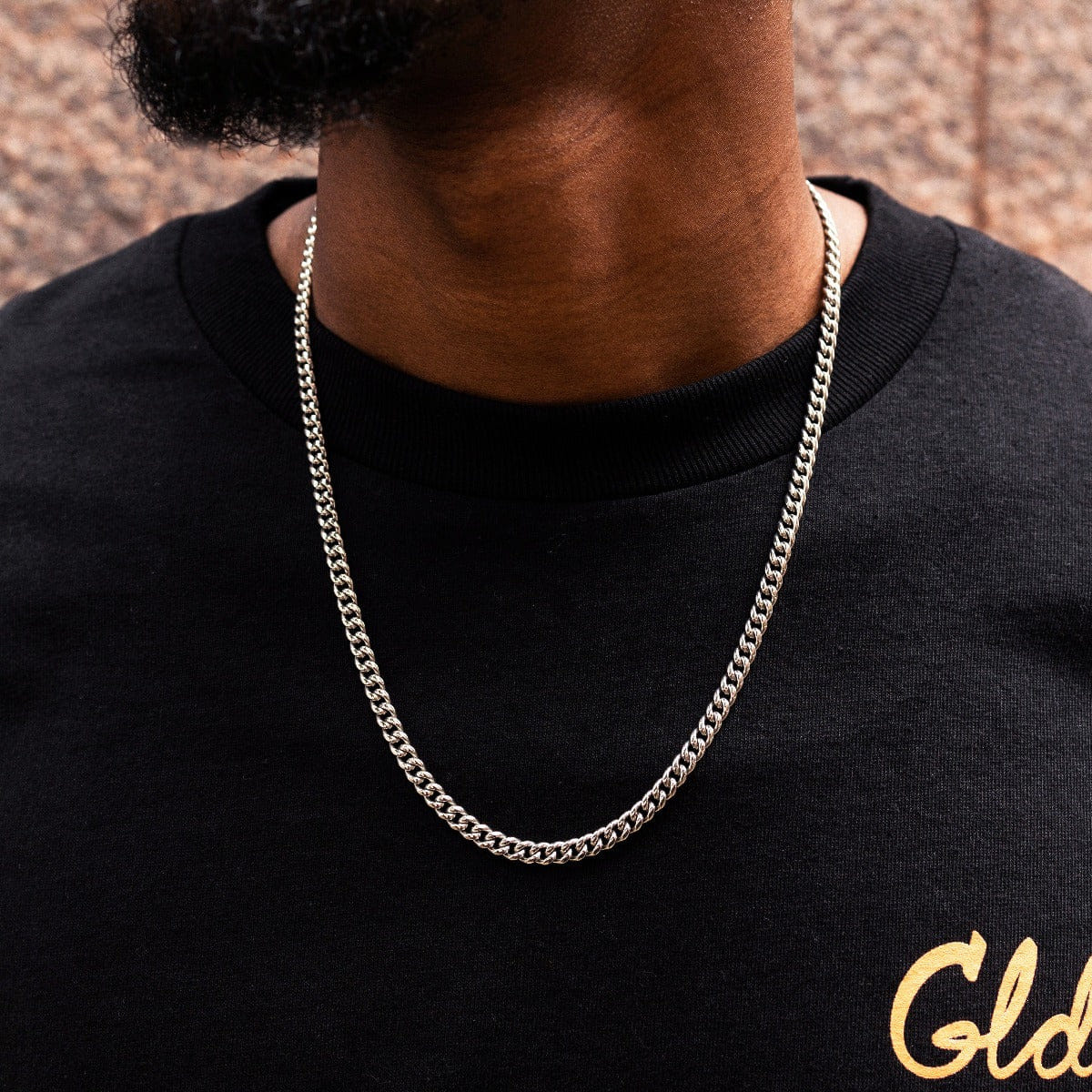 GLD Men GLD Cuban Link Chain in White Gold - 5 mm