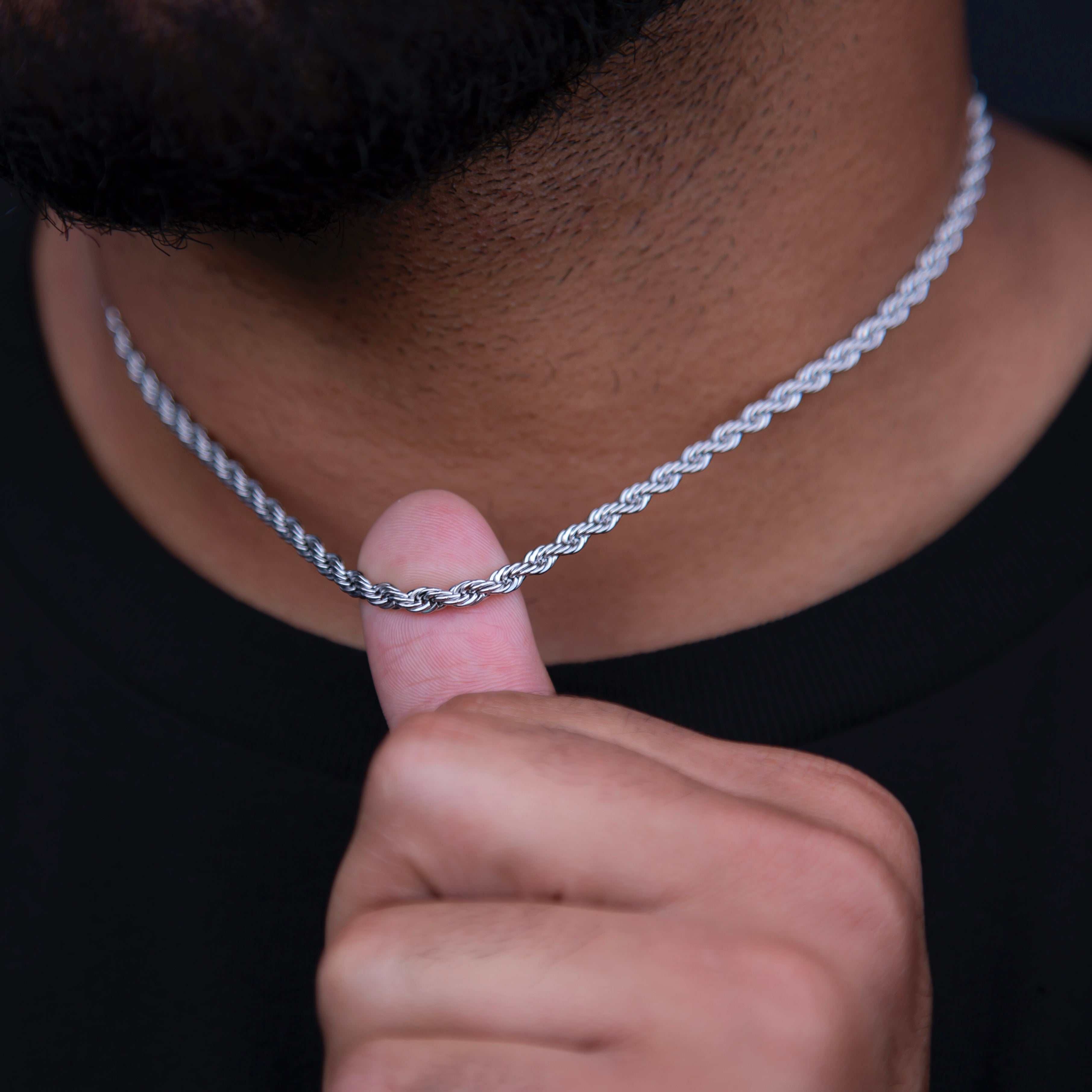 GLD Men GLD Rope Chain in White Gold - 4 mm