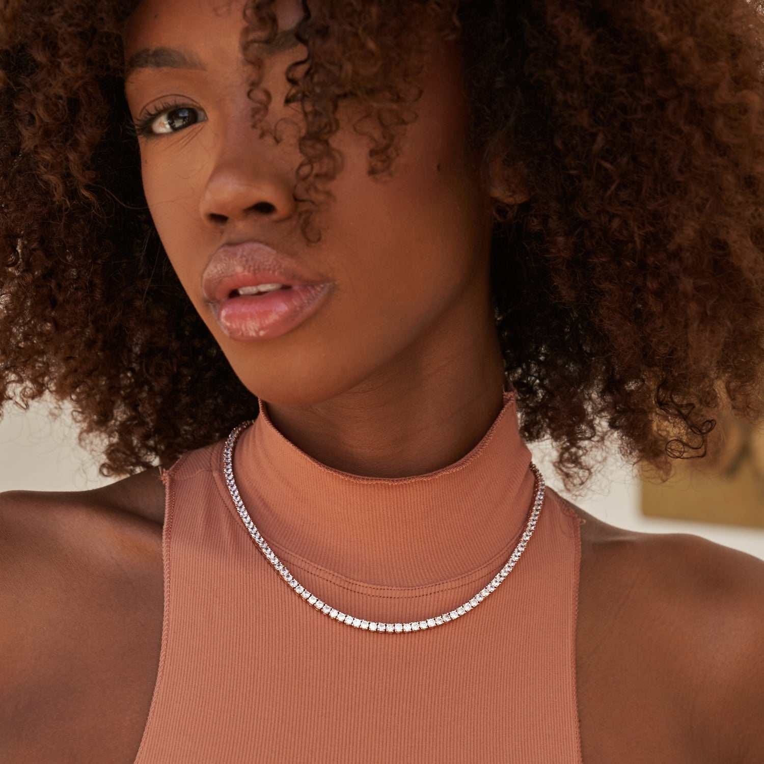 GLD Women GLD Diamond Tennis Necklace in Rose Gold - 3 mm