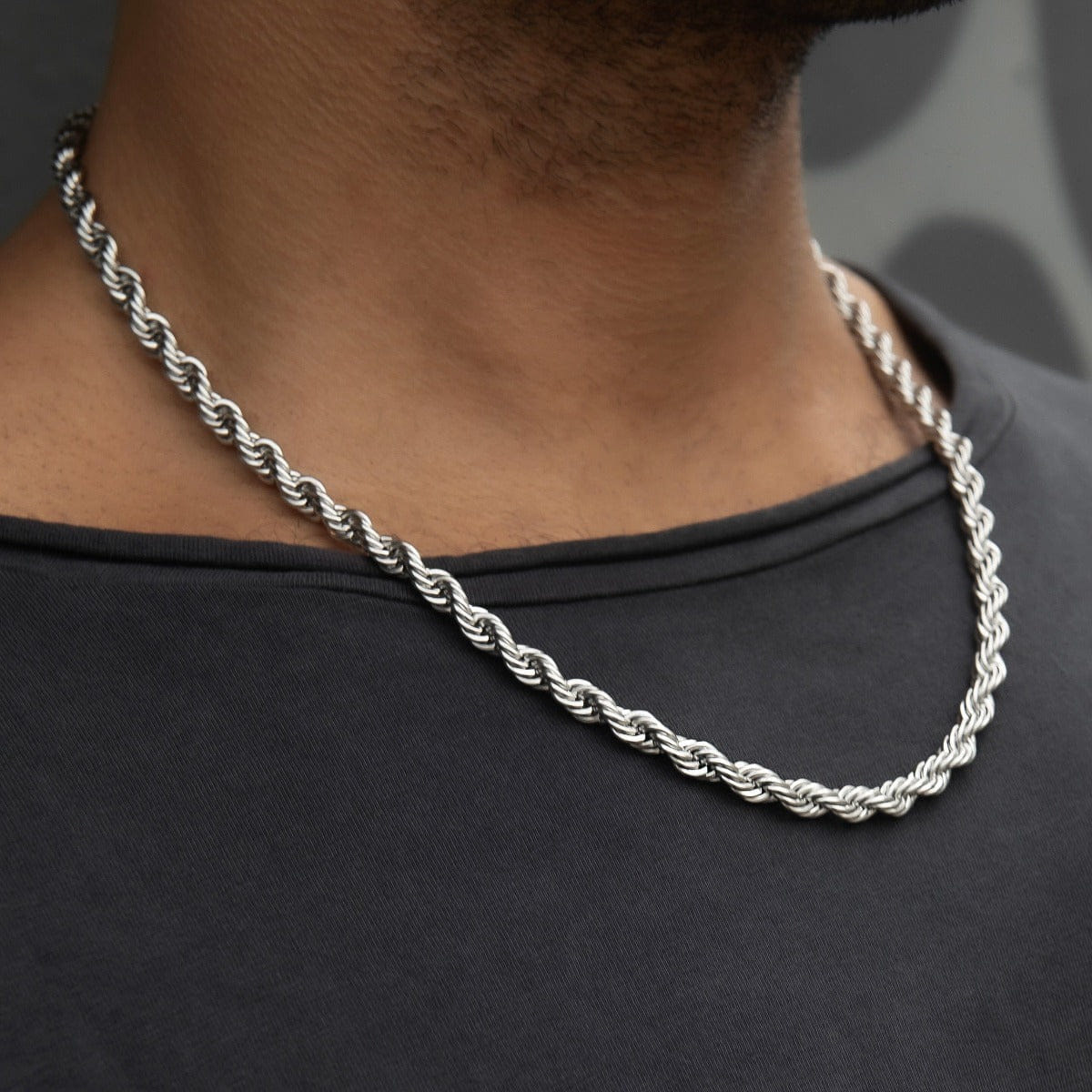 GLD Men GLD Rope Chain in White Gold - 6 mm