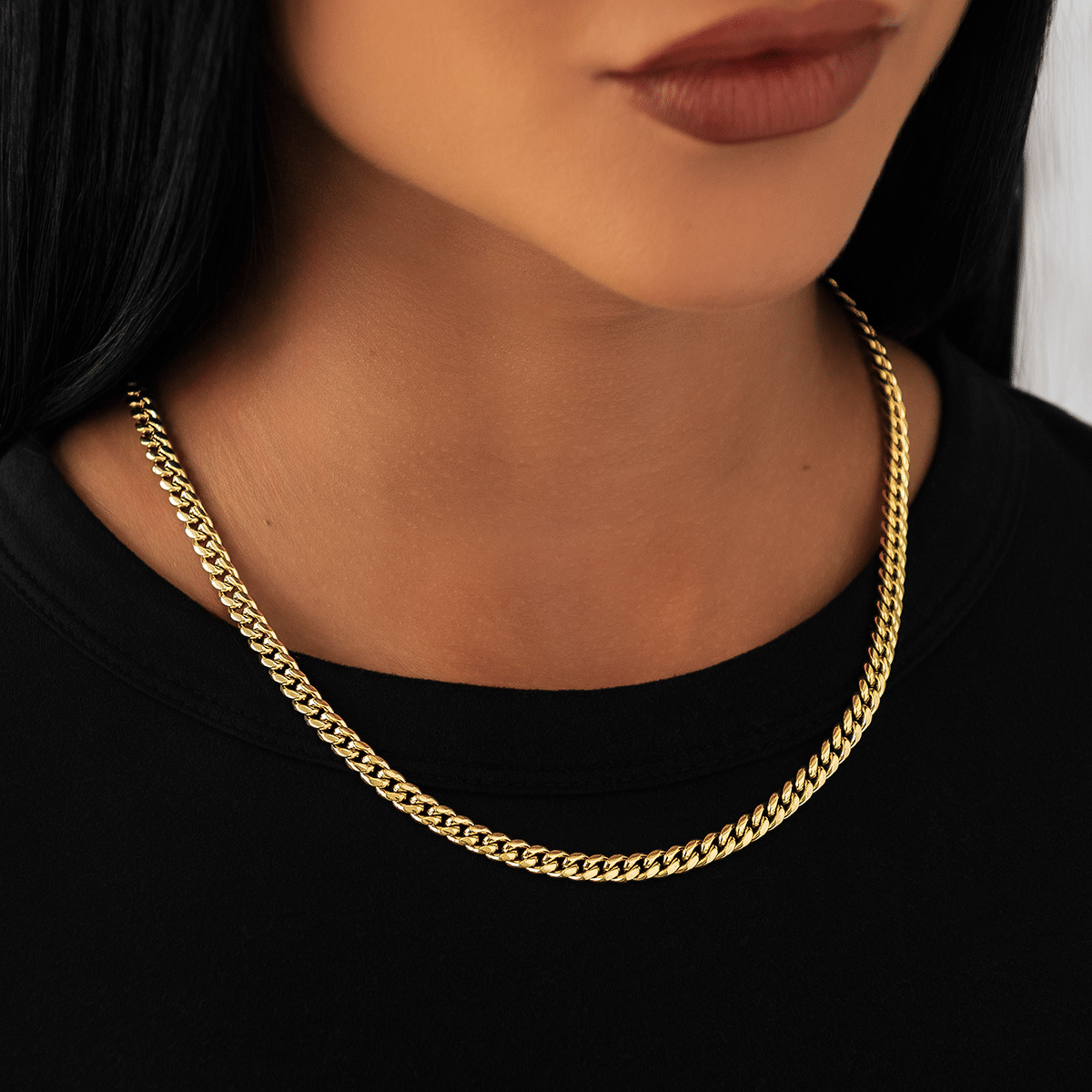 GLD Women GLD Miami Cuban Necklace in Yellow Gold - 5 mm