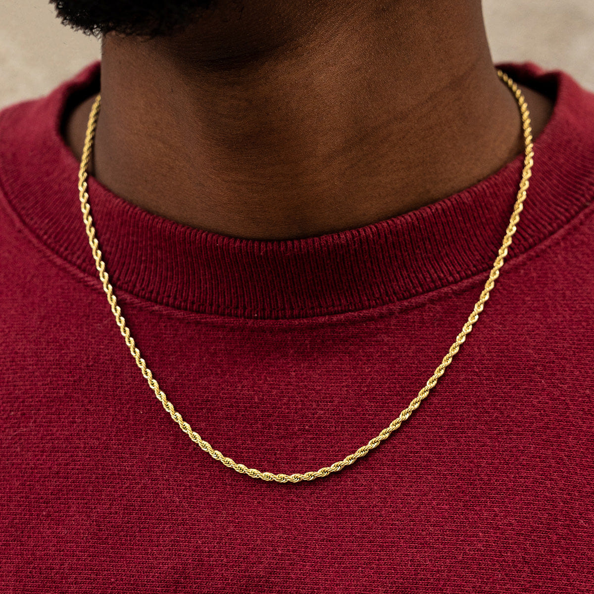 GLD Men GLD Rope Chain in Yellow Gold - 2 mm