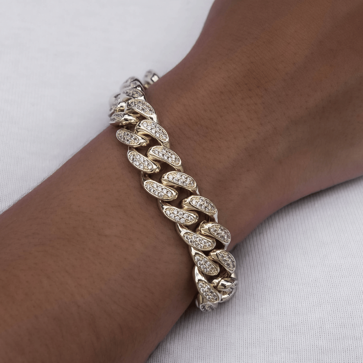 GLD Women GLD Diamond Cuban Link Bracelet in Yellow Gold - 12 mm