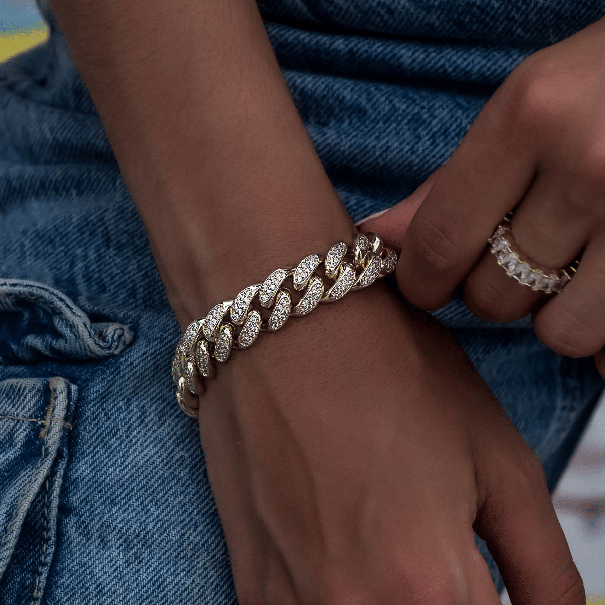 GLD Women GLD Diamond Cuban Link Bracelet in Yellow Gold - 12 mm