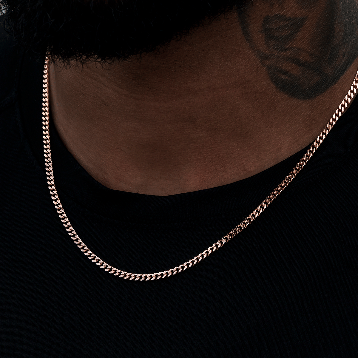 GLD PROMO SETS Micro Cuban Chain in Rose Gold - 3 mm