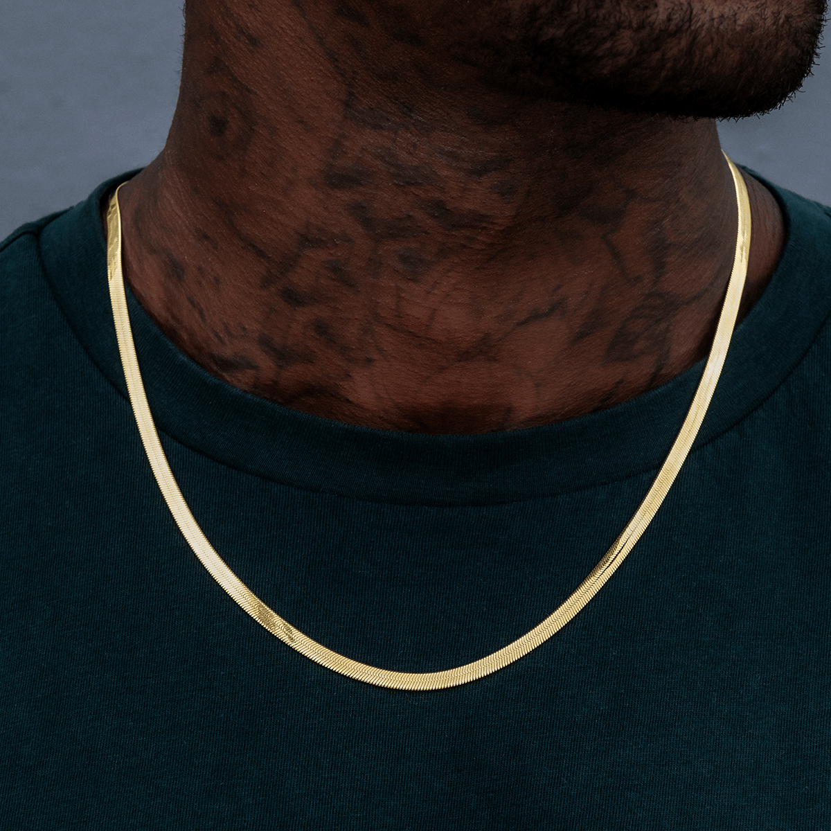 GLD PROMO SETS Herringbone Chain in Yellow Gold - 4 mm