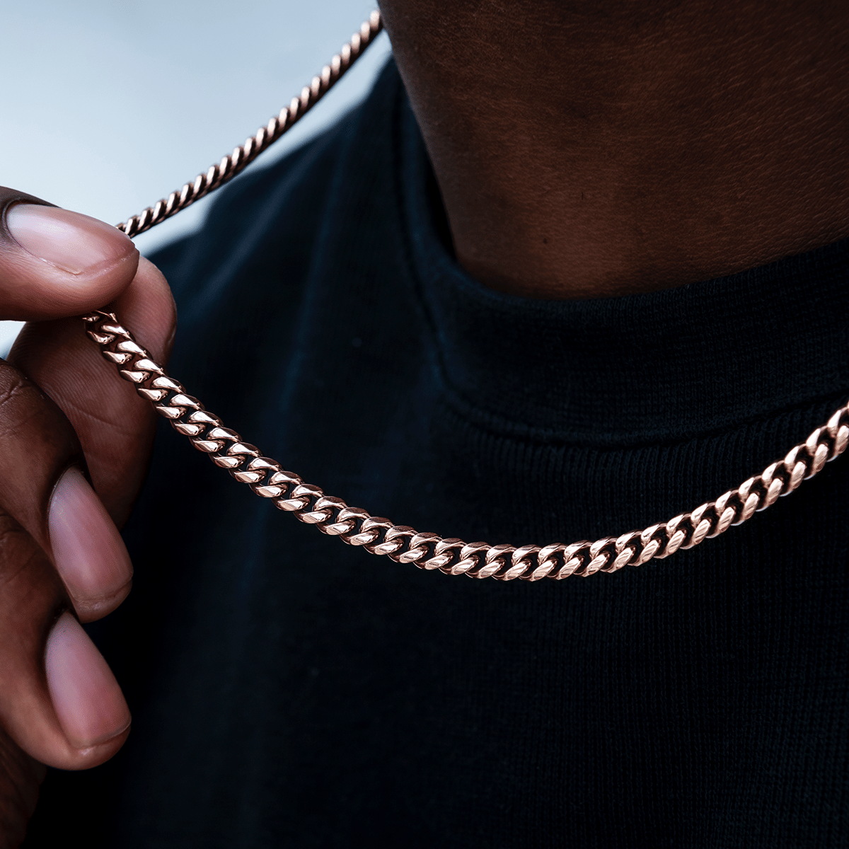 GLD PROMO SETS Cuban Link Chain in Rose Gold - 5 mm