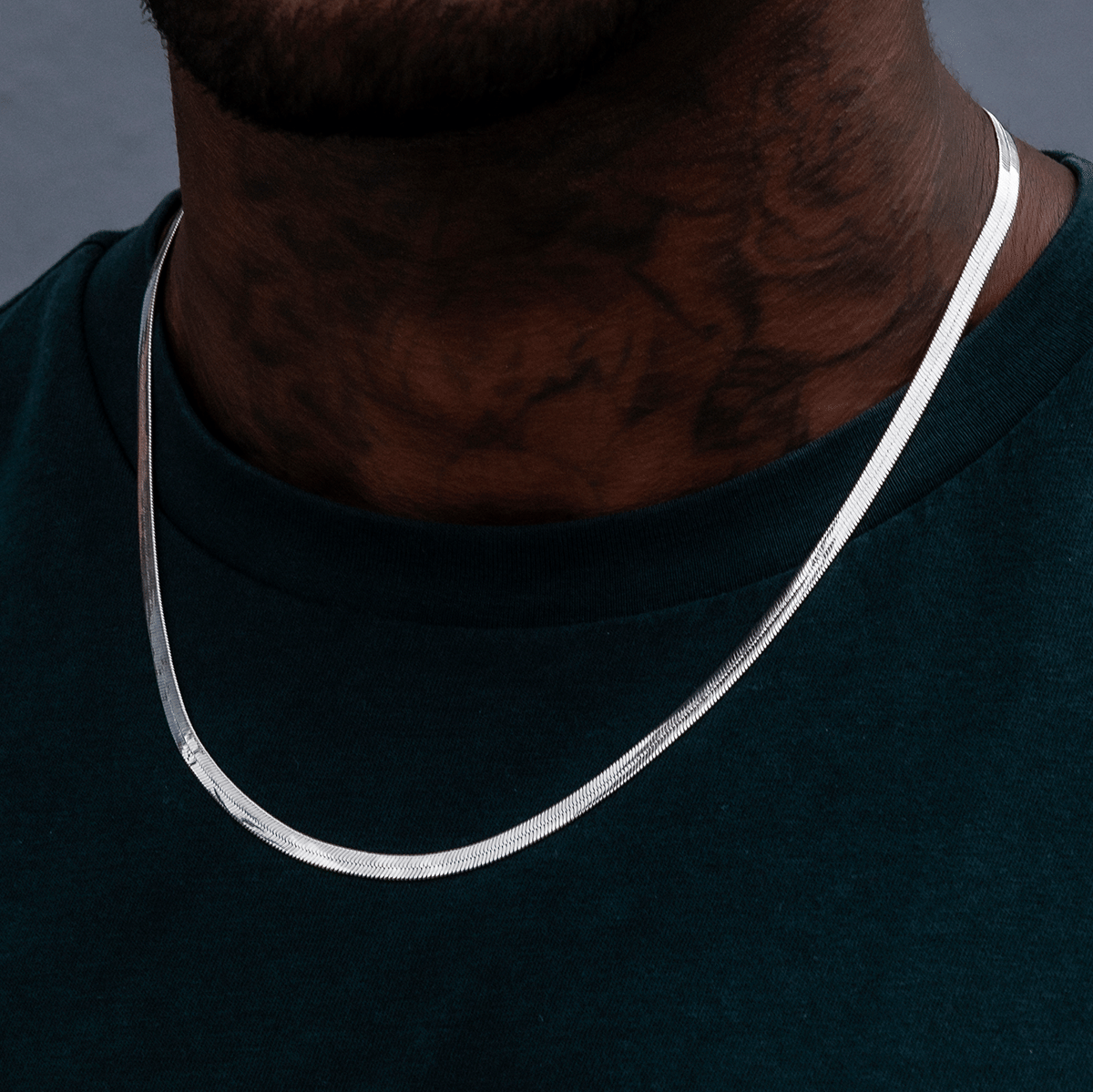 GLD PROMO SETS Herringbone Chain in White Gold - 4 mm