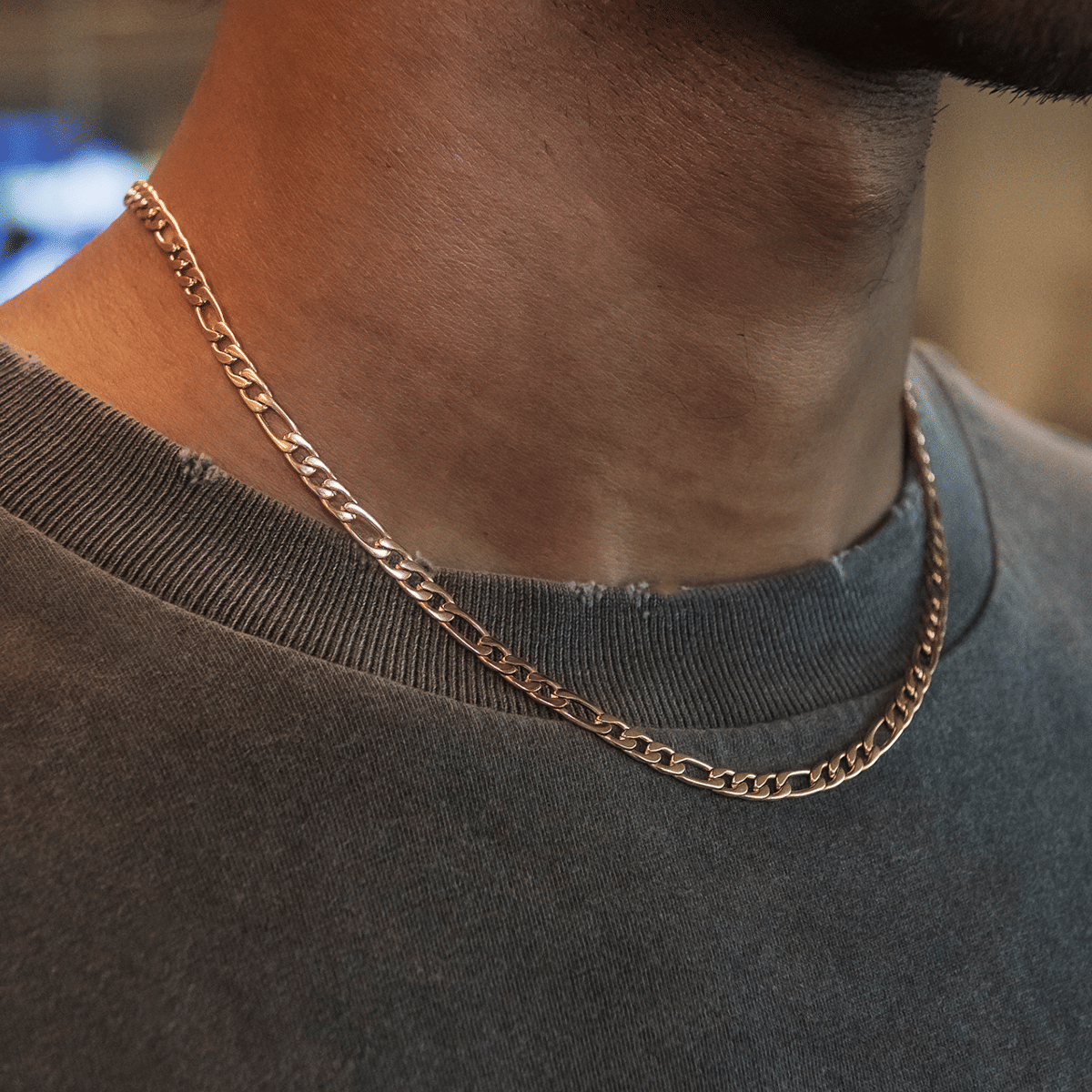 GLD PROMO SETS Figaro Link Chain in Rose Gold - 4 mm