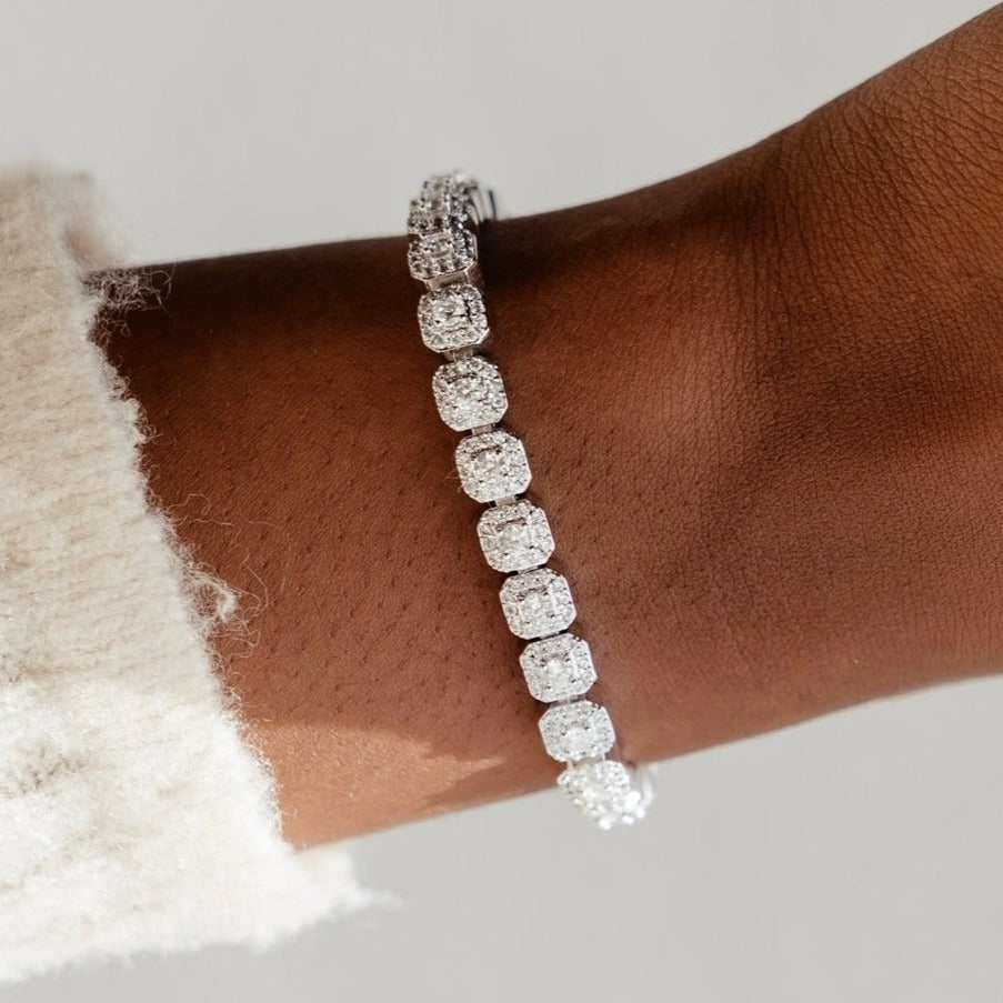 GLD PROMO - WOMEN Micro Clustered Tennis Bracelet - White Gold