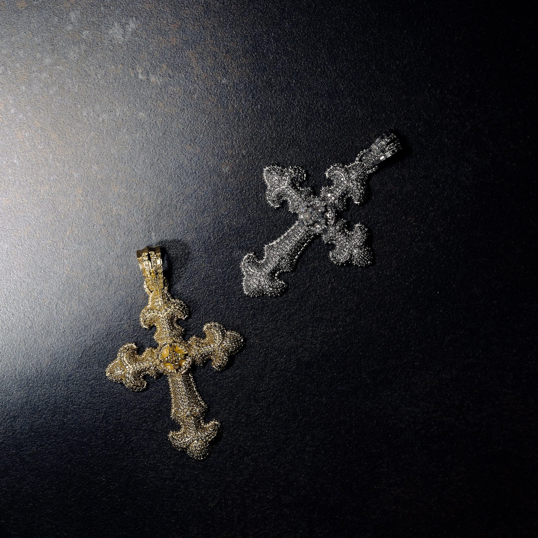 GLD Men GLD x Bloody Osiris Large Iced Canary Cross Pendant in Yellow Gold Vermeil