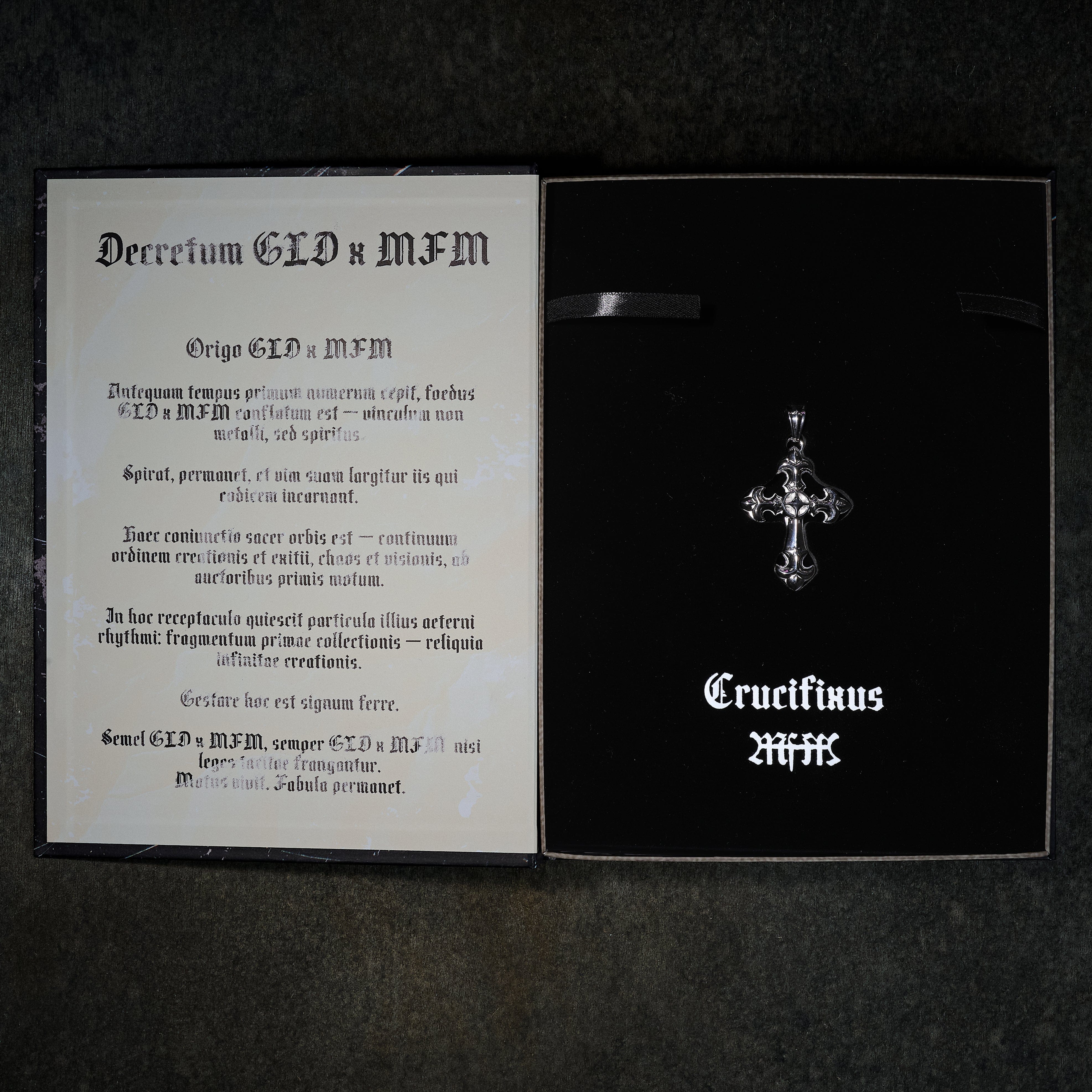 GLD Men GLD x Bloody Osiris Large Cross Pendant in White Gold Vermeil