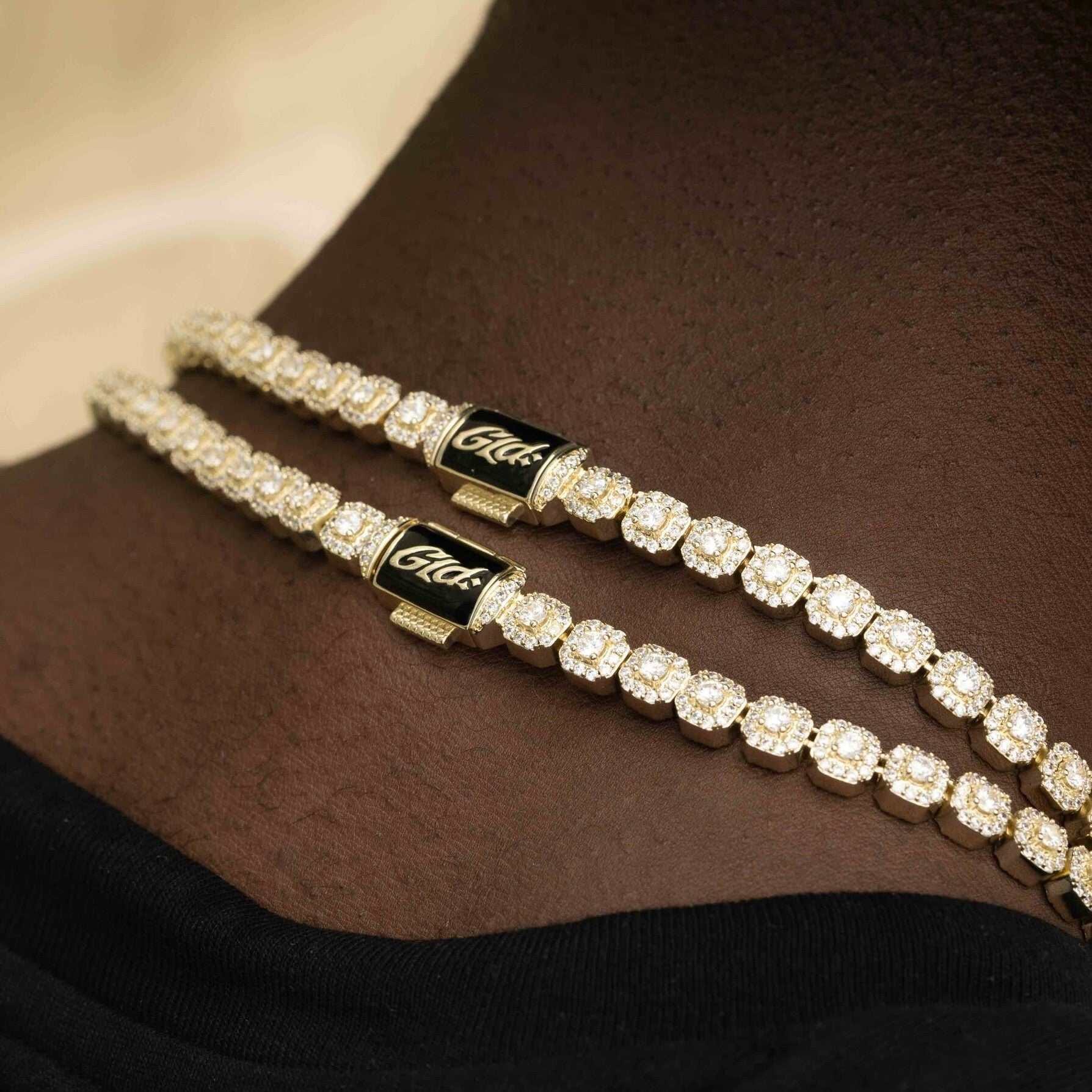 GLD PROMO Micro Clustered Tennis Necklace - Yellow Gold
