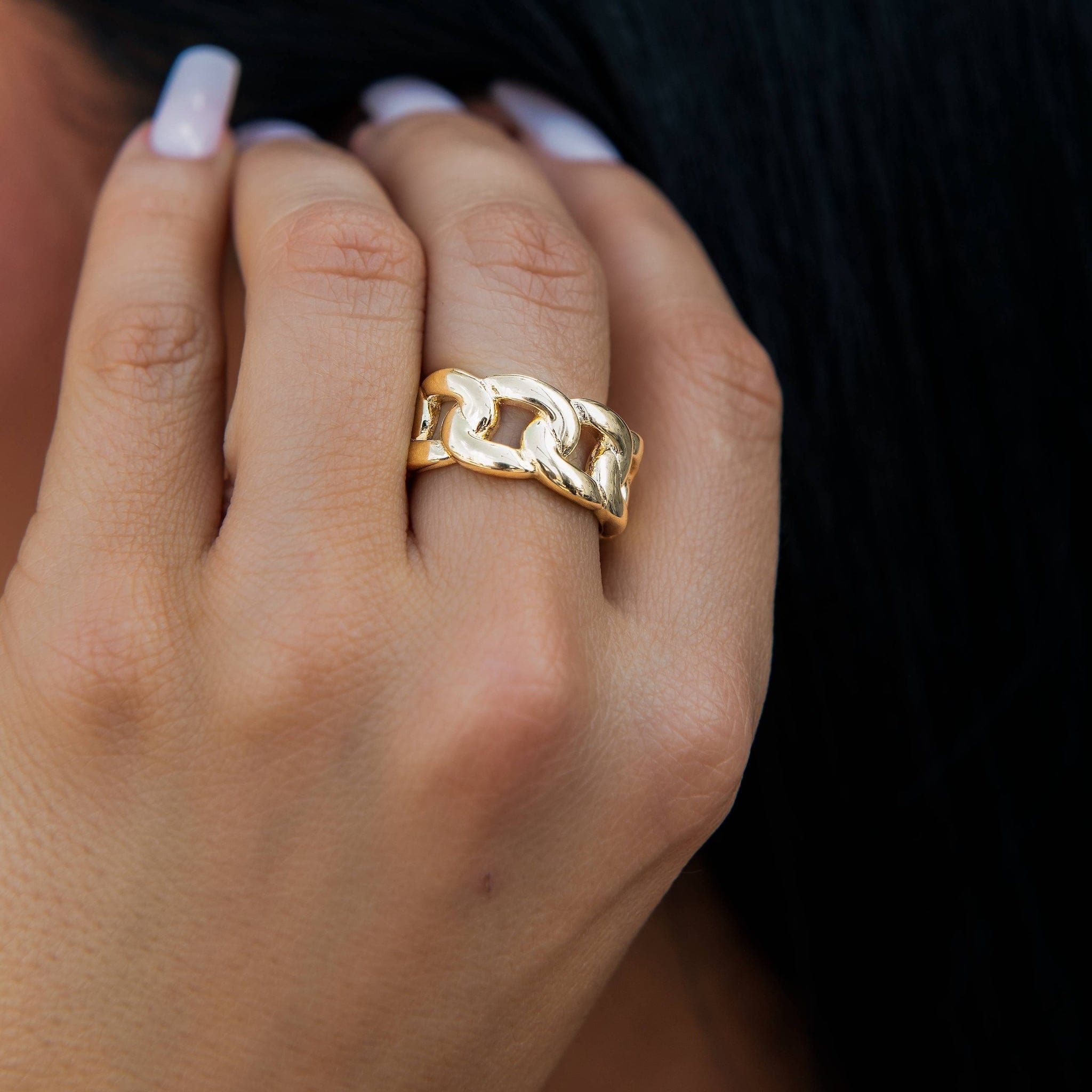 GLD PROMO - WOMEN Cuban Band Ring in Yellow Gold - 9 mm