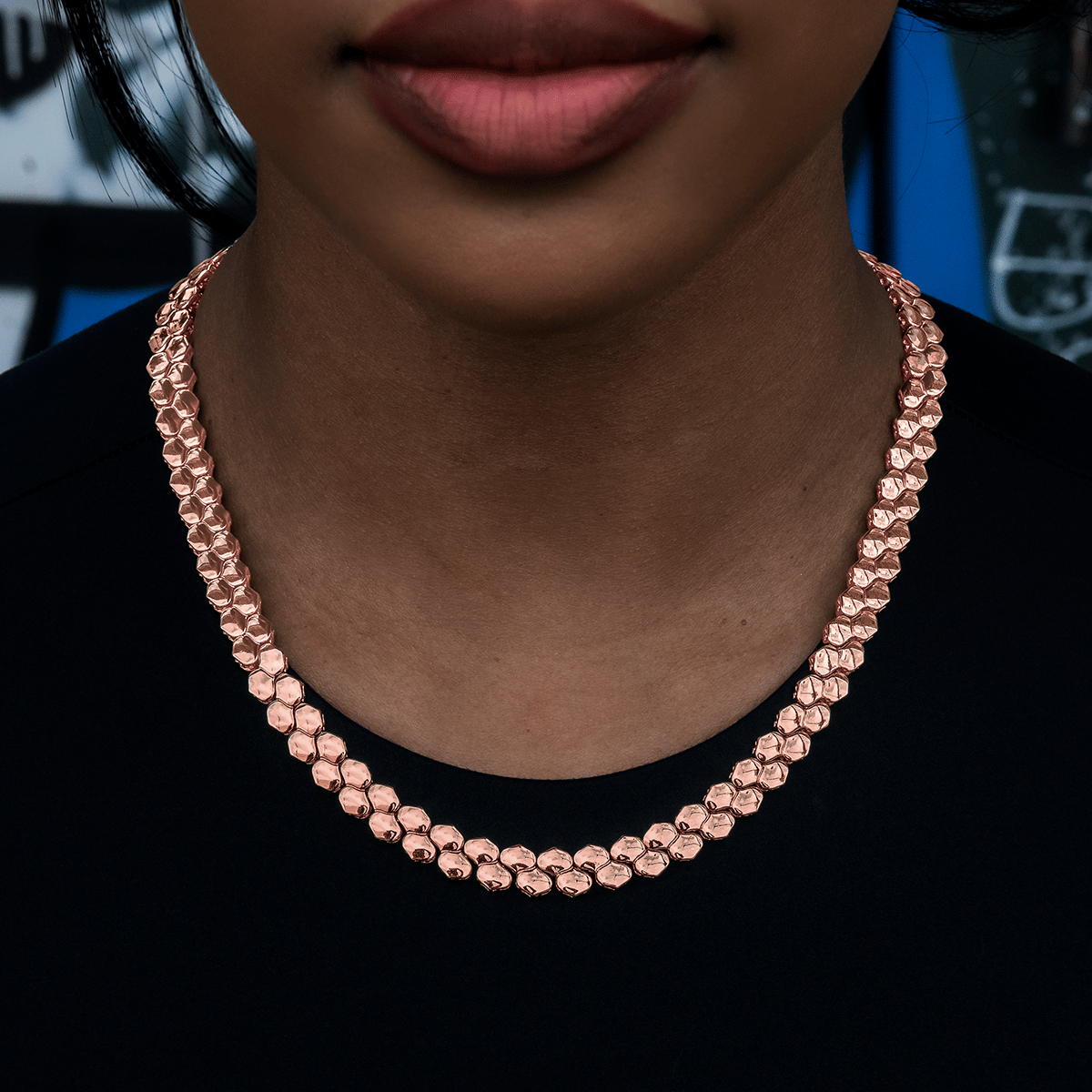 GLD PROMO - WOMEN Flat Snake Link Necklace in Rose Gold - 4 mm