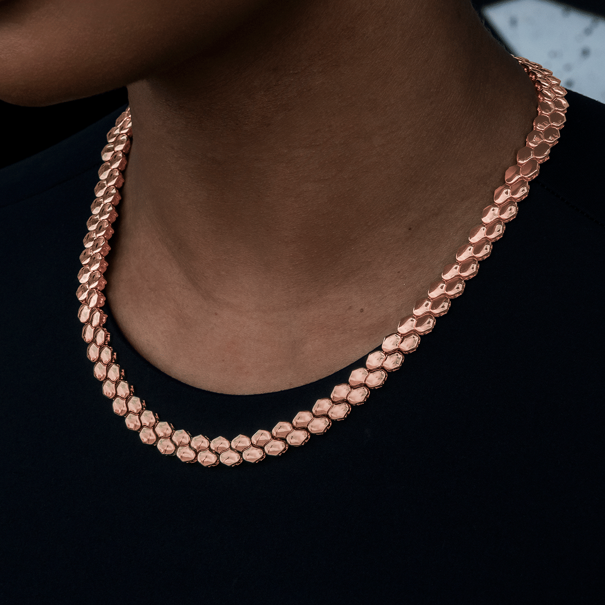 GLD PROMO - WOMEN Flat Snake Link Necklace in Rose Gold - 4 mm