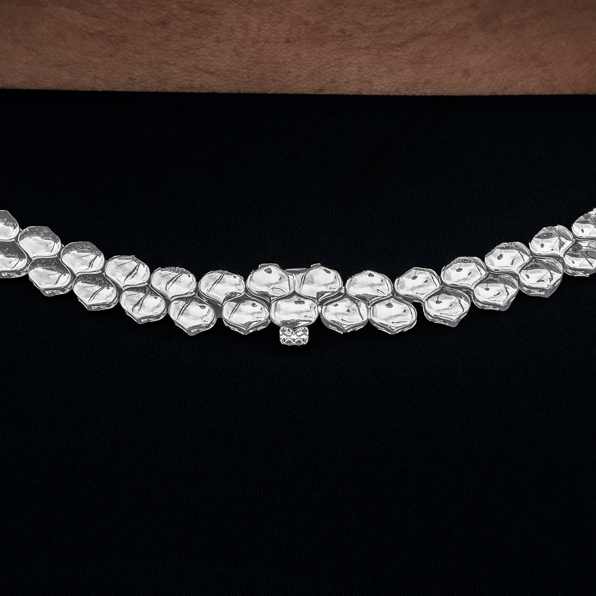 GLD PROMO - WOMEN Flat Snake Link Necklace in White Gold - 4 mm