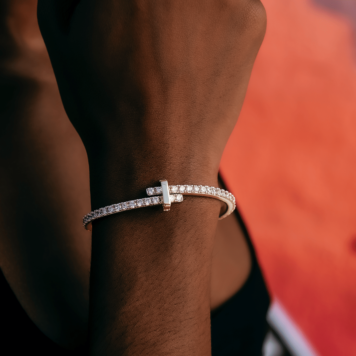 GLD PROMO - WOMEN Diamond Tennis Cuff Bracelet - 3 mm