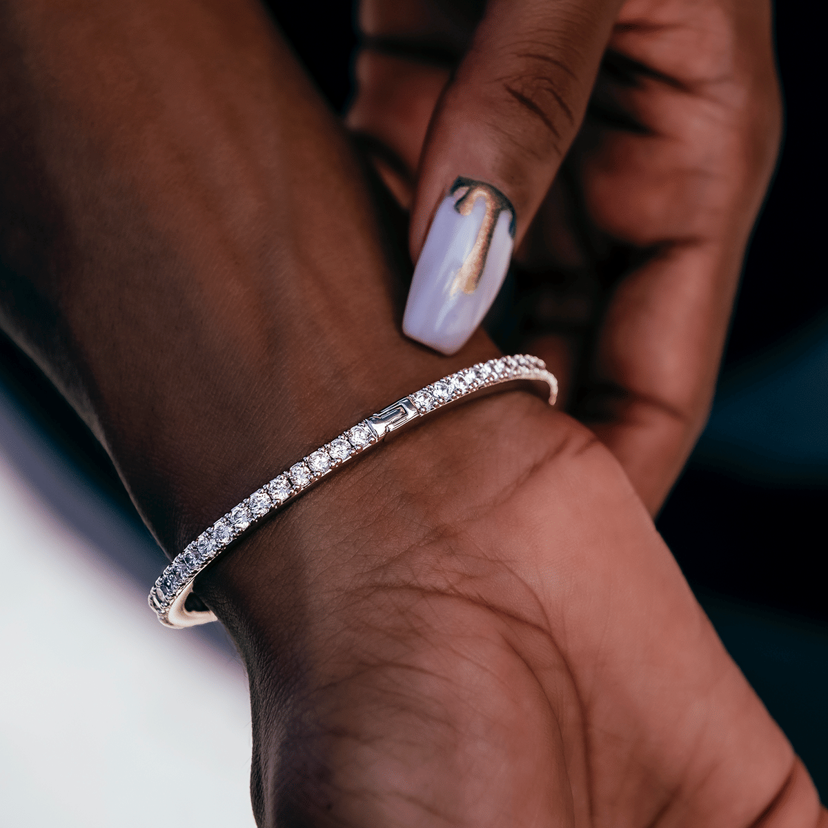 GLD PROMO - WOMEN Diamond Tennis Cuff Bracelet - 3 mm