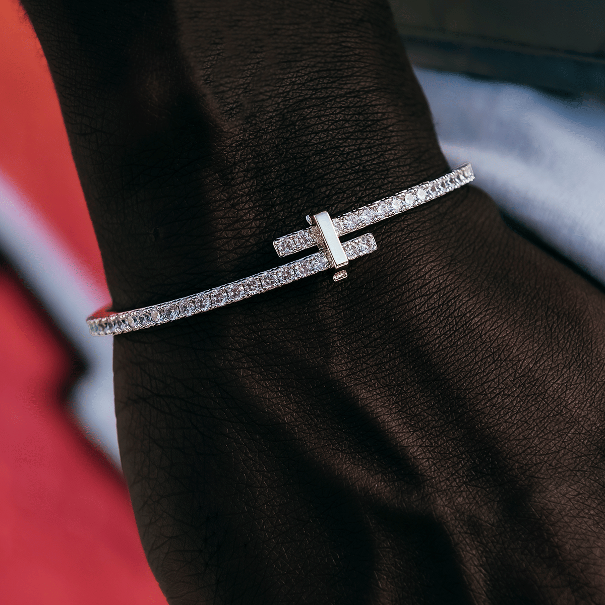 GLD PROMO Diamond Tennis Cuff Bracelet - 3 mm