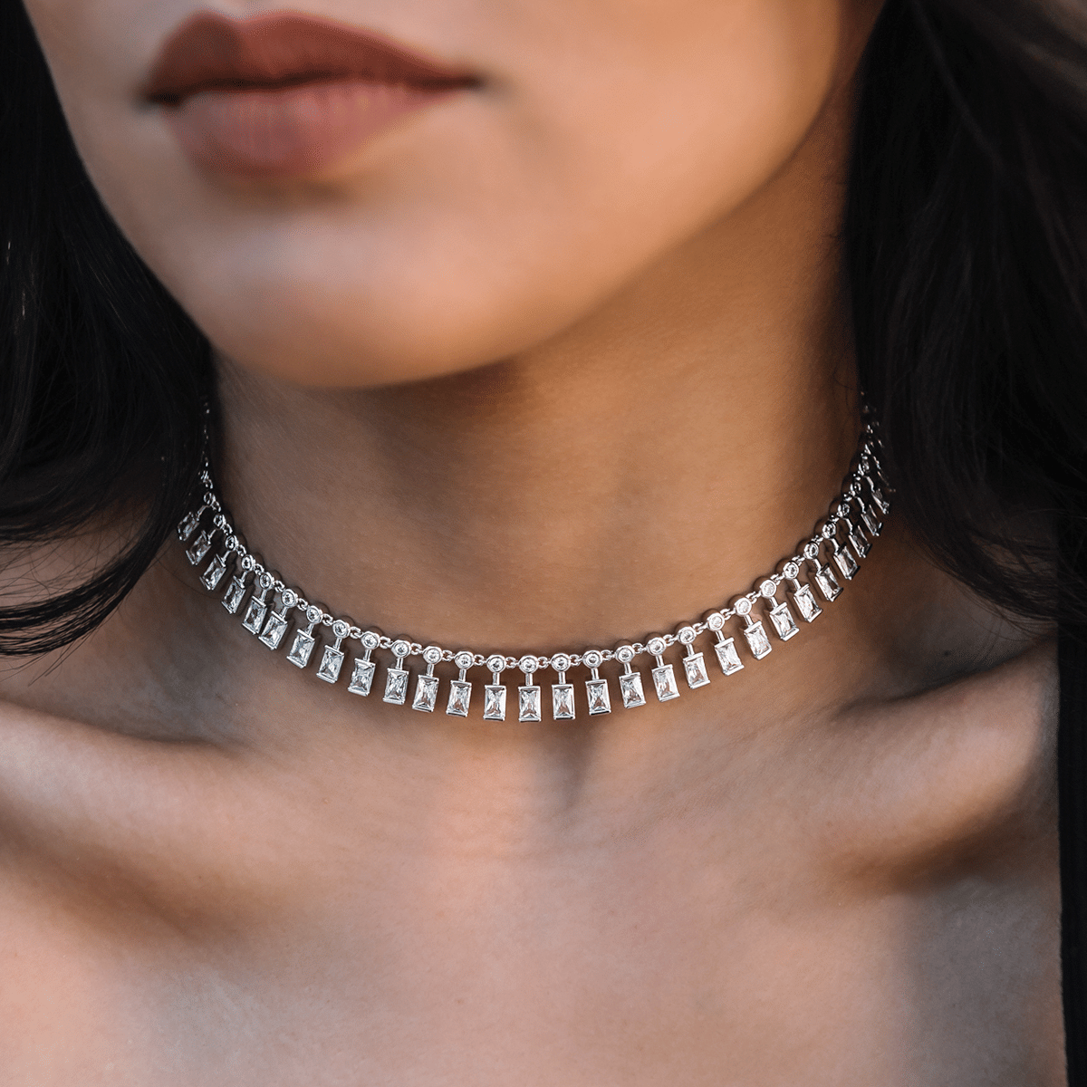 GLD PROMO - WOMEN Diamond Dangle Baguette Necklace