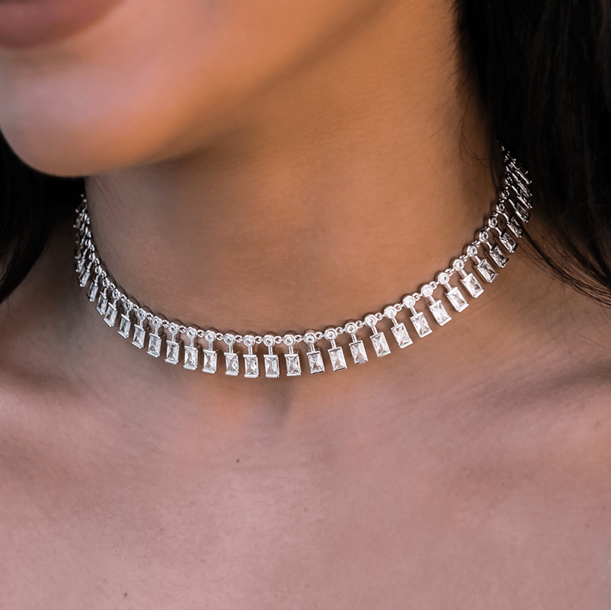 GLD PROMO - WOMEN Diamond Dangle Baguette Necklace