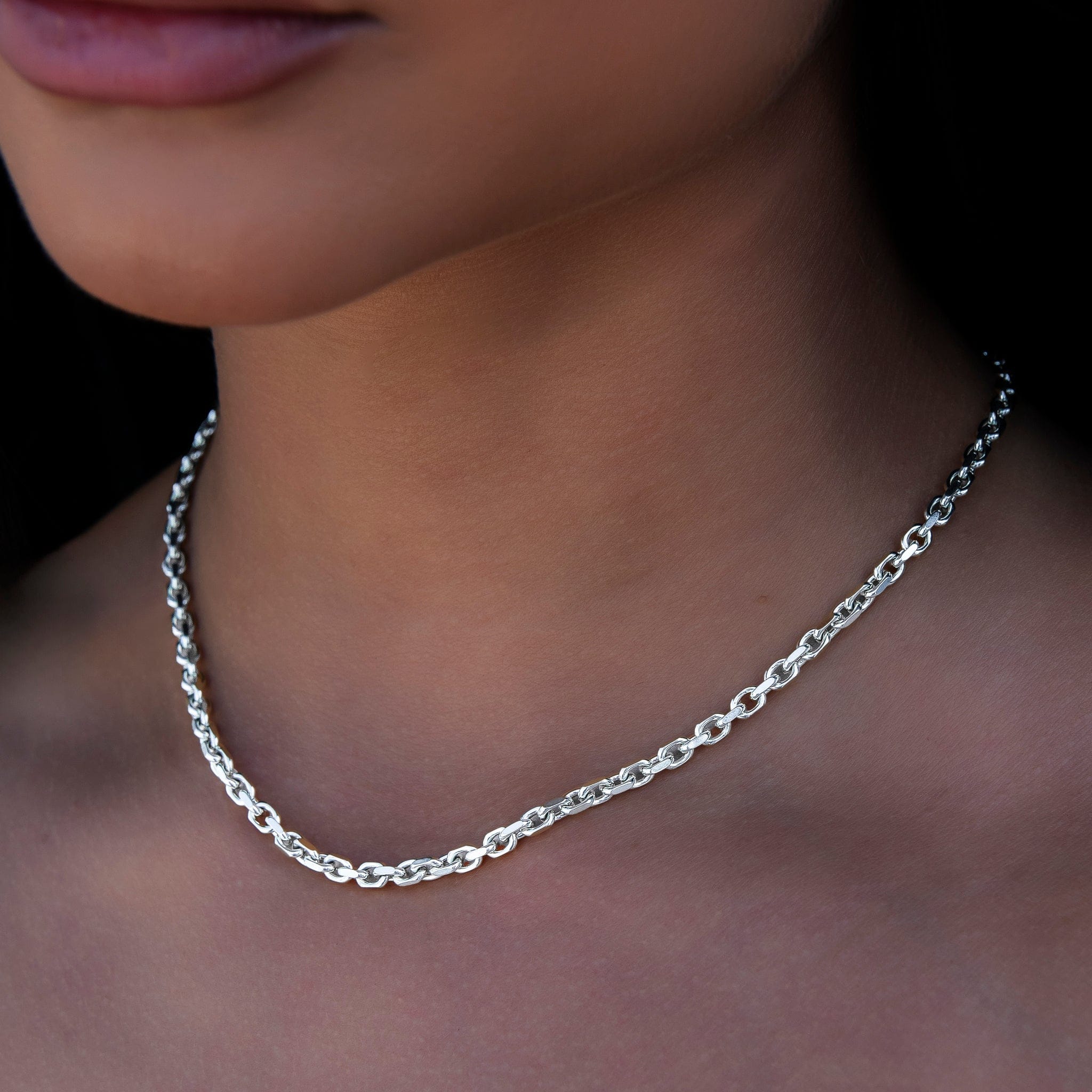 GLD PROMO - WOMEN 3.6 mm Open Box Necklace in White Gold