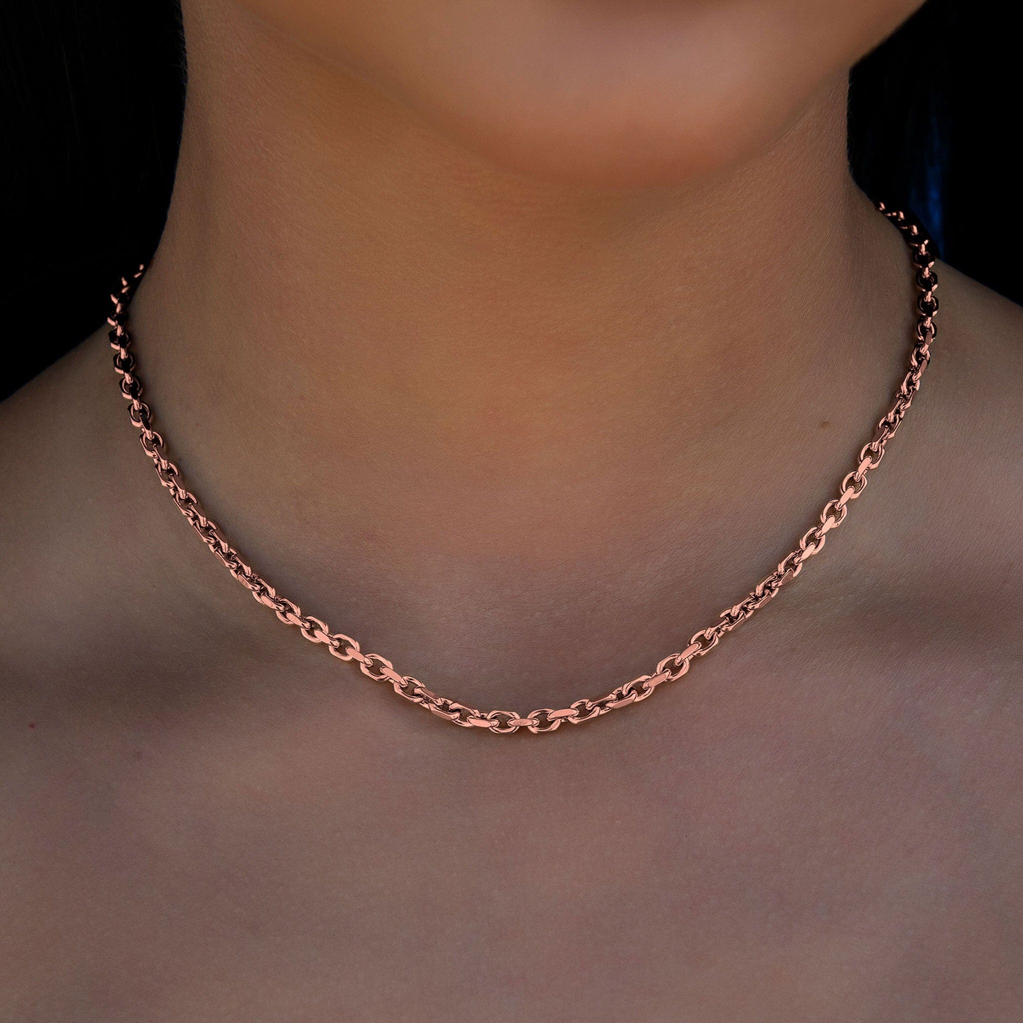 GLD PROMO - WOMEN 3.6 mm Open Box Necklace in Rose Gold