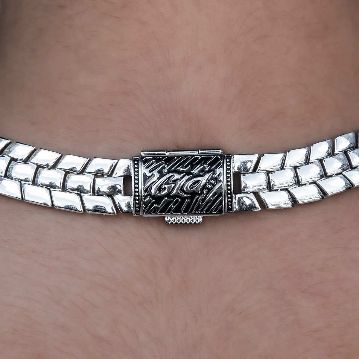 GLD PROMO - WOMEN 12 mm Spine Chain Necklace - White Gold
