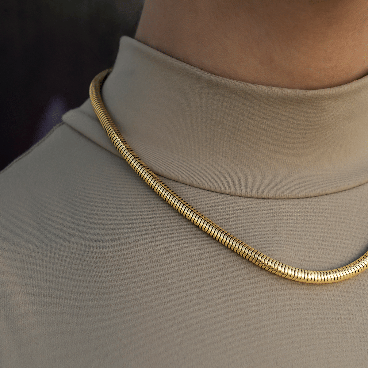 GLD PROMO - WOMEN Snake Chain Necklace in Yellow Gold - 4 mm