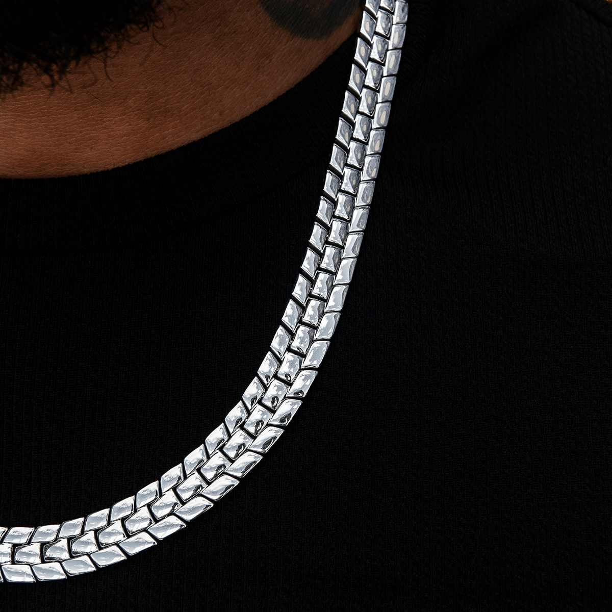 GLD PROMO 12 mm Spine Chain - White Gold