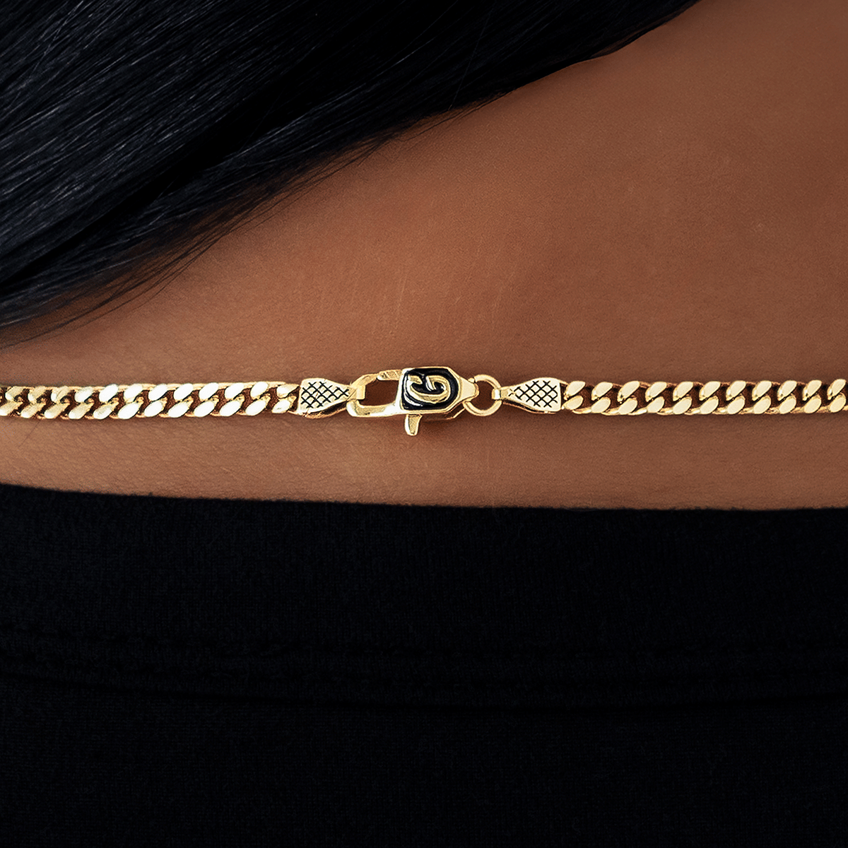 GLD Women 3 mm Micro Cuban Necklace in Yellow Gold